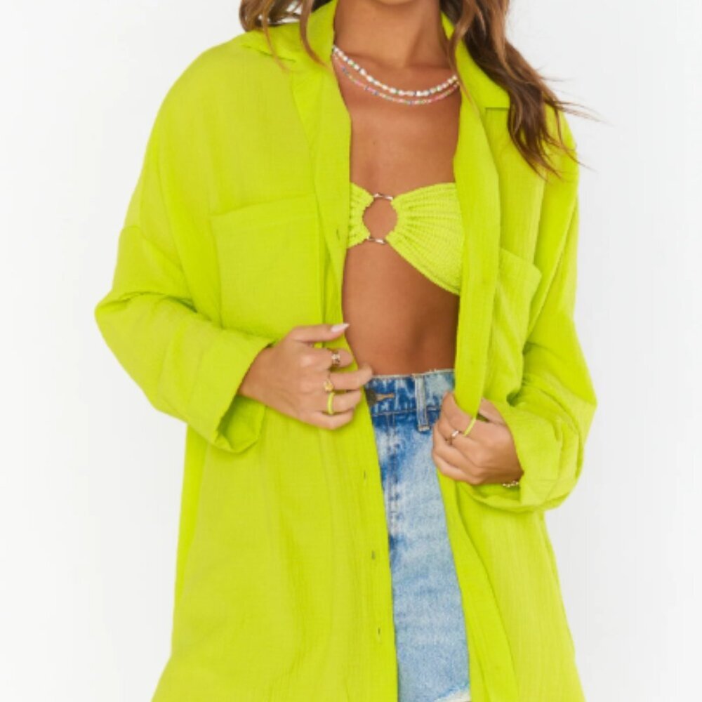 Show Me Your MuMu Green Oversized Long Sleeve Shirt